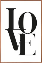 JUNIQE - Poster met kunststof lijst Love 2 -20x30 /Wit & Zwart