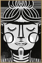 JUNIQE - Poster met kunststof lijst Dreaming Frida -20x30 /Wit & Zwart