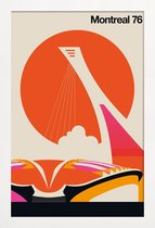 JUNIQE - Poster met houten lijst Vintage Montreal -13x18 /Oranje &
