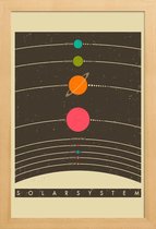 JUNIQE - Poster in houten lijst Vintage zonnestelsel reizen -40x60