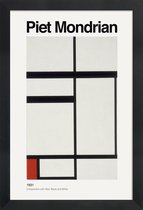 JUNIQE - Poster met houten lijst Mondrian - Composition with Red,