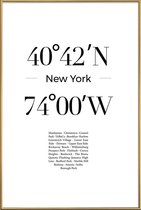 JUNIQE - Poster met kunststof lijst Coördinaten New York -30x45 /Wit &
