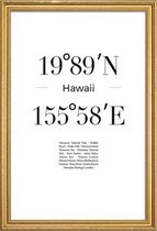 JUNIQE - Poster met houten lijst Hawaii -13x18 /Wit & Zwart