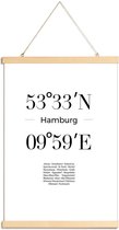 JUNIQE - Posterhanger Coördinaten Hamburg -20x30 /Wit & Zwart