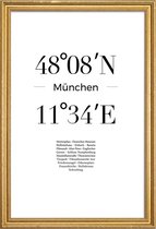 JUNIQE - Poster met houten lijst Coördinaten München -40x60 /Wit &