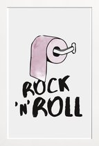 JUNIQE - Poster met houten lijst Rock 'n' Roll -13x18 /Roze & Wit