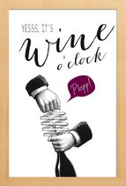 JUNIQE - Poster met houten lijst Wine o'clock -13x18 /Paars & Wit