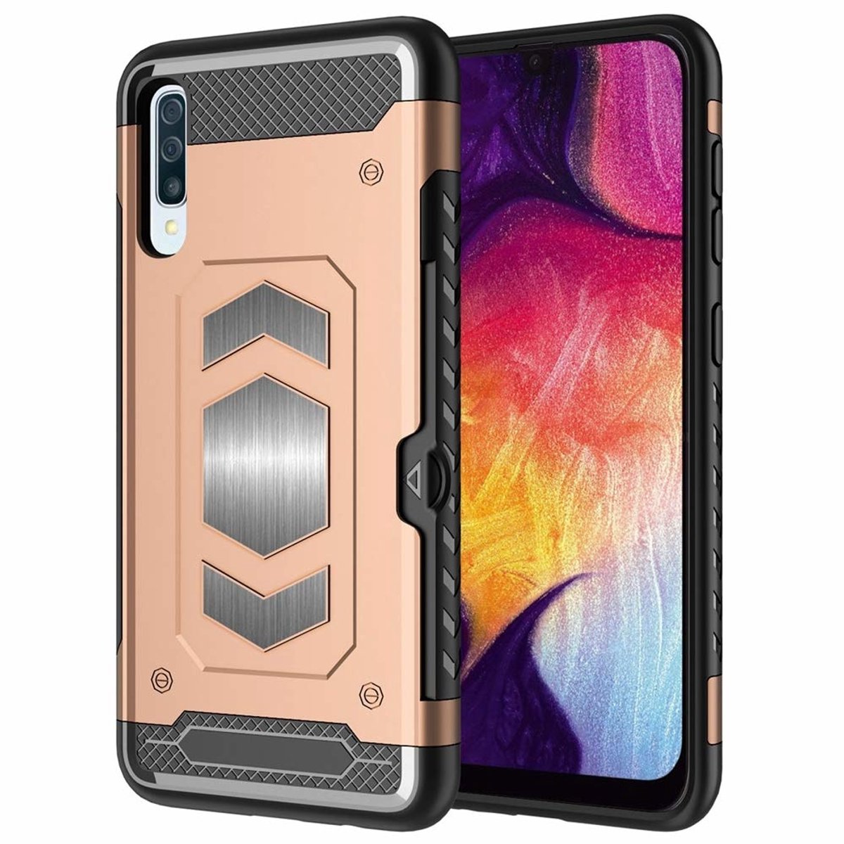 Luxe Armor Hoesje - Samsung Galaxy A50 - Goud - van Bixb