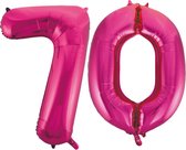Helium roze cijfer ballonnen 70.