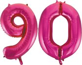 Helium roze cijfer ballonnen 90.