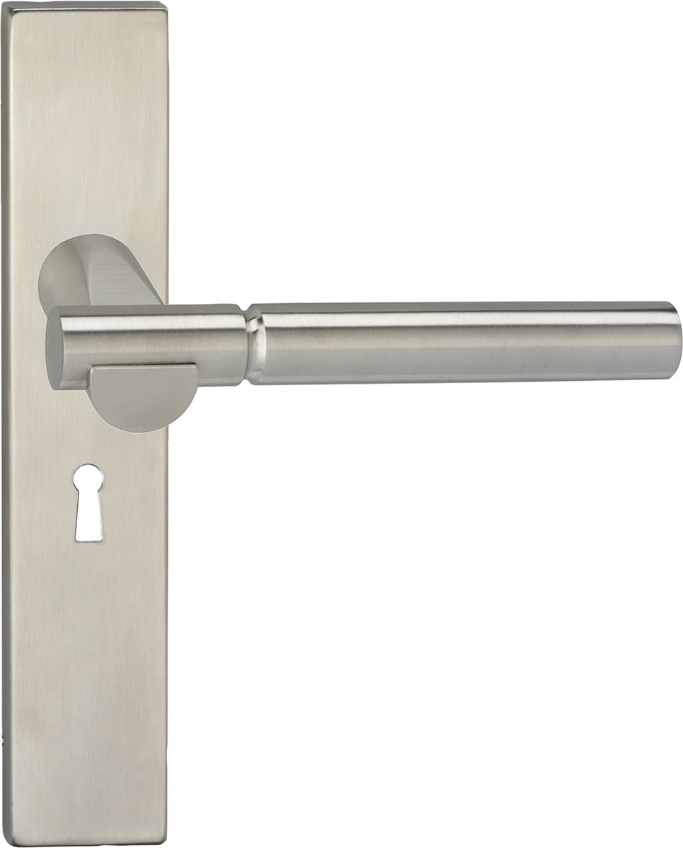 Deurkruk - Impresso Bretton - Voor binnen - Vierkant deurschild met sleutelgat - RVS - 2 stuks