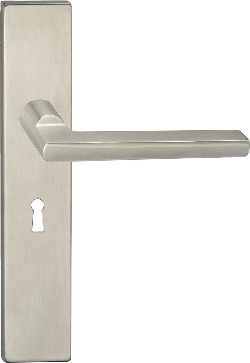 Deurkruk - Impresso Kirby - Voor binnen - Vierkant deurschild met sleutelgat - RVS - 2 stuks