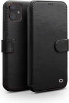 Qialino Genuine Leather Boekmodel hoesje iPhone 11 Zwart