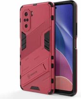 Voor Xiaomi Redmi K40 / K40 Pro Punk Armor 2 in 1 PC + TPU schokbestendig hoesje met onzichtbare houder (lichtrood)