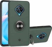 Voor Vivo V17 & Y9s 2 in 1 pc + TPU beschermhoes met 360 graden roterende ringhouder (donkergroen)