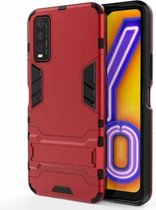 Voor Vivo Y20 PC + TPU schokbestendige beschermhoes met houder (rood)