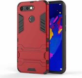 Schokbestendige pc + TPU-hoes voor Huawei Honor V20, met houder (rood)