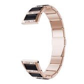 Voor Samsung Galaxy Watch 3 41 mm roestvrij staal met diamant bezette vervangende horlogebanden (goud + zwart)