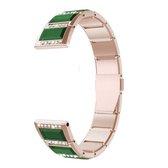 Voor Samsung Galaxy Watch 3 41 mm roestvrij staal met diamant bezette vervangende horlogebanden (goud + groen)