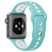 Voor Apple Watch Series 6 & SE & 5 & 4 44mm / 3 & 2 & 1 42mm Tweekleurige poreuze siliconen horlogeband (groen wit)