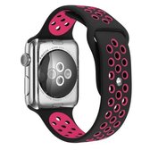 Voor Apple Watch Series 6 & SE & 5 & 4 44mm / 3 & 2 & 1 42mm Sport Siliconen Horlogeband Standaard Editie (Zwart Rose Rood)