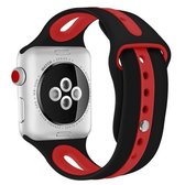 Voor Apple Watch Series 6 & SE & 5 & 4 40 mm / 3 & 2 & 1 38 mm Tweekleurige siliconen open horlogeband (zwart + rood)