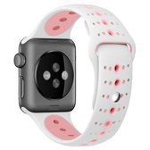 Voor Apple Watch Series 6 & SE & 5 & 4 40 mm / 3 & 2 & 1 38 mm Tweekleurige poreuze siliconen horlogeband (wit roze)