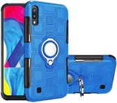 Voor Galaxy M10 2 in 1 kubus PC + TPU beschermhoes met 360 graden draaien zilveren ringhouder (blauw)