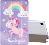 Voor Samsung Galaxy Tab A7 10.4 (2020) Gekleurde tekening patroon Horizontale flip lederen tas met drie-vouwbare houder (Rainbow Horse)