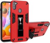 Voor Samsung Galaxy A11 2 in 1 pc + TPU schokbestendige beschermhoes met onzichtbare houder (rood)