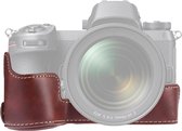 1/4 inch draad PU lederen camera half case basis voor Nikon Z6 / Z7 (koffie)