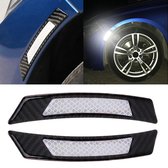2 stks koolstofvezel reflecterende autostootkussen flare wiel brow waarschuwingsstrip stickers (wit)