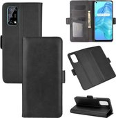 Voor OPPO Realme V5 / K7X / Realme Q2 / Realme 7 5G Dubbelzijdige magnetische gesp Horizontale flip lederen tas met houder & kaartsleuven & portemonnee (zwart)