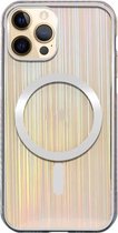 Kleurrijke Laser Magsafe-hoes TPU magnetische beschermhoes voor iPhone 12/12 Pro (geborsteld zilver)