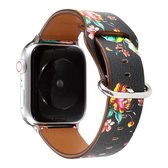 Voor Apple Watch Series 5 & 4 40mm / 3 & 2 & 1 38mm Floral Strap horlogeband (zwart rood)
