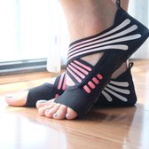 1 Pair Anti-Slip Yoga Socks Toeless Pilates Socks Ballet Yoga Pilates Barre Shoes for Women  35-36 Yard(Pink)
