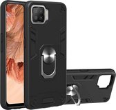 Voor OPPO F17 / A73 2020 Armor Series PC + TPU beschermhoes met ringhouder (zwart)