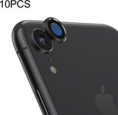 10 STKS titanium legering metalen camera lens beschermer gehard glas film voor iPhone XR (zwart)