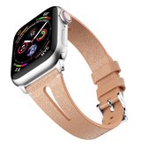 Waterdruppelvormige lederen polsband Horlogeband voor Apple Watch Series 4 & 3 & 2 & 1 42 mm (goud)