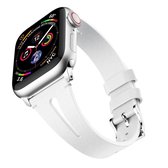 Waterdruppelvormige lederen polsband Horlogeband voor Apple Watch Series 4 & 3 & 2 & 1 42 mm (wit)