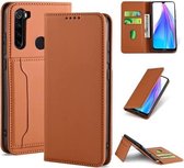 Voor Xiaomi Redmi Note 8T (India-versie) Sterk magnetisme Schokbestendig Horizontaal Flip Vloeistofgevoel Leren hoes met houder & kaartsleuven & portemonnee (bruin)