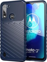 Voor Motorola Moto G8 Power Lite Thunderbolt schokbestendige TPU beschermende zachte hoes (blauw)
