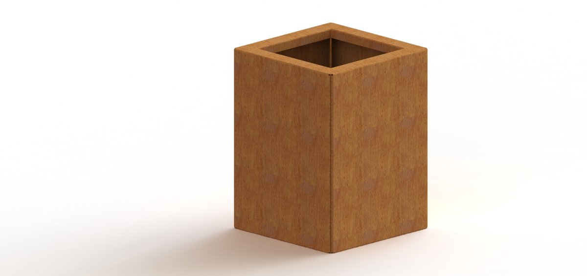 Cortenstaal plantenbak - Vierkant - 30x30x80cm - Roestkleur - Met bodem - MySteel