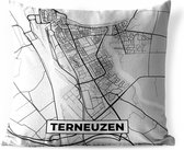 Coussin de jardin - Plan de la ville - Terneuzen - Grijs - Wit - 40x40 cm - Résistant aux intempéries