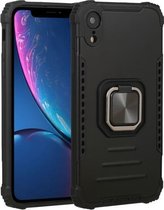 Fierce Warrior-serie Armor All-inclusive schokbestendig aluminium + TPU-beschermhoes met ringhouder voor iPhone XR (zwart)