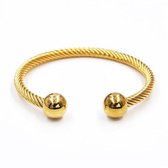 Fryer Bracelet - Bull Ring - Gold Steel - 16cm - 23cm uitrekbaar - Heren armband - Cadeau voor man - vader cadeautjes - Sieraden voor mannen