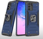 Samsung S10 Lite 2020 Hoesje - Heavy Duty Armor hoesje Blauw - Galaxy S10 Lite / A91 silicone TPU hybride hoesje Kickstand ringhouder met Magnetisch Auto Mount