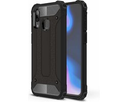 Ntech Hoesje Geschikt Voor Samsung Galaxy A40 Hybrid Armor Hoesje - Zwart