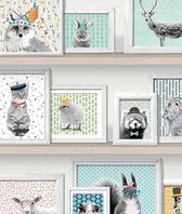 Goedkoop behang L32501 Gekke dieren in fotolijstjes
