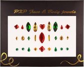 Face & Body Jewels Glitter sticker( Carnaval ): rood/ geel / groen